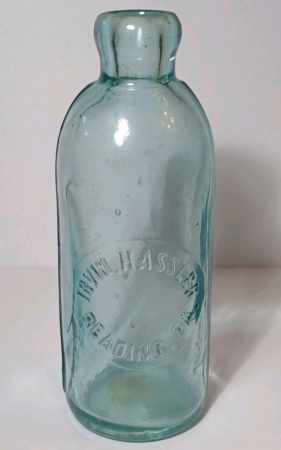 1880s Old Antique Reading Pennsylvania Bottle Blob Top Soda Bottle IRVIN HASSLER