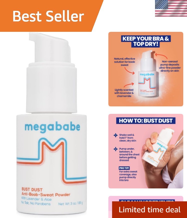 Sweat Absorbing Body Powder - Bust Dust, with Applicator Pump, Spring Break M...
