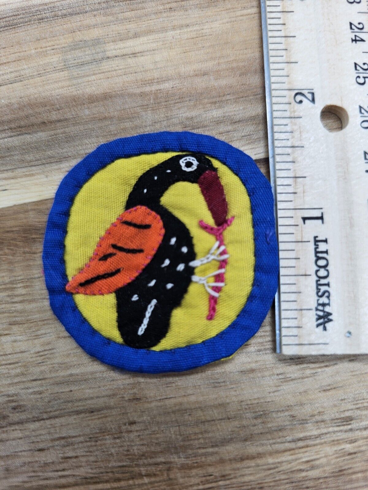 Mola Handstitched Patch Vintage Textile Fiber South American Folk Art Bird