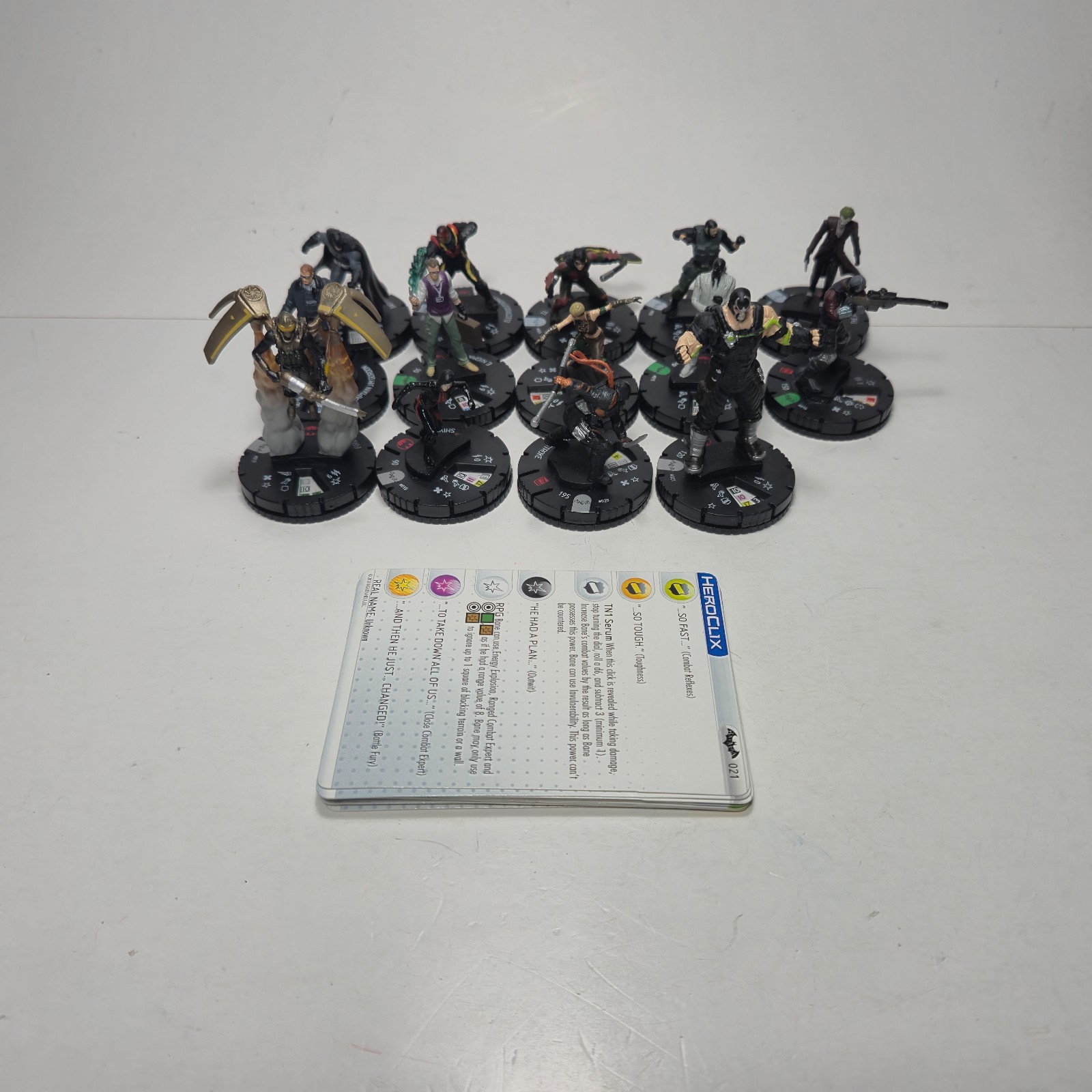 DC Heroclix BATMAN ORIGINS LOT OF 14 Figures w/Cards 015 016 017 018 020 021