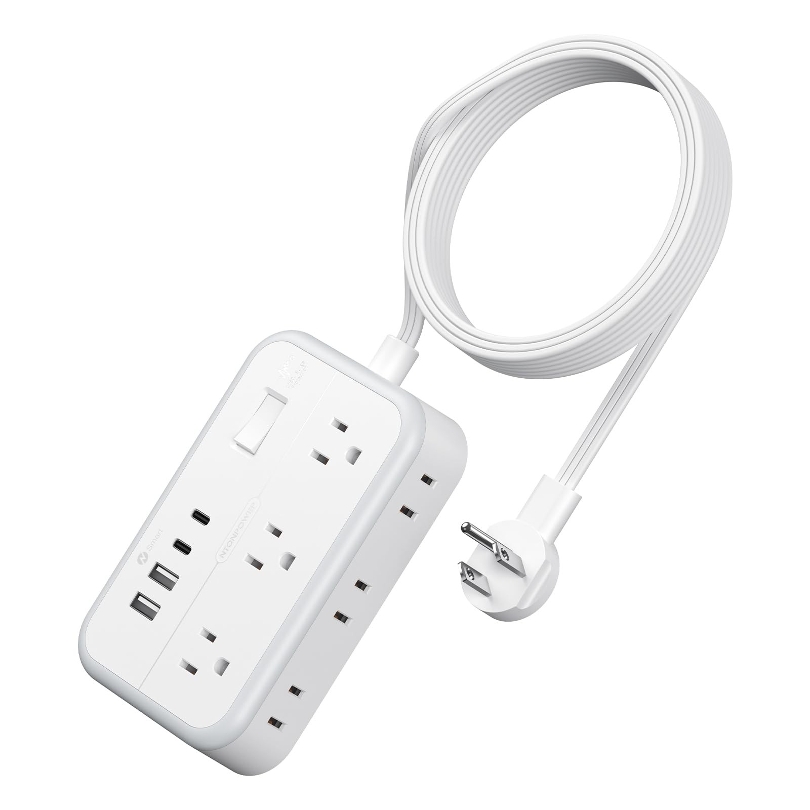 Power Strip Outlet Extender 5 FT 6 Outlets 4 USB Charging NTONPOWER Station2