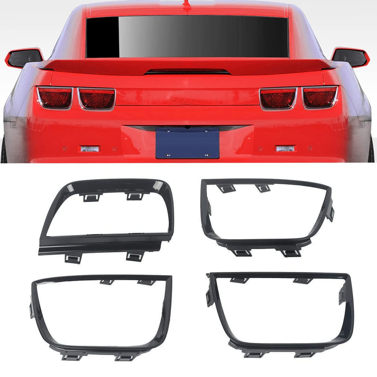 Tail Light Bezel Cover Compatible With 2010-2013 Chevy Camaro LT LS SS Glossy...