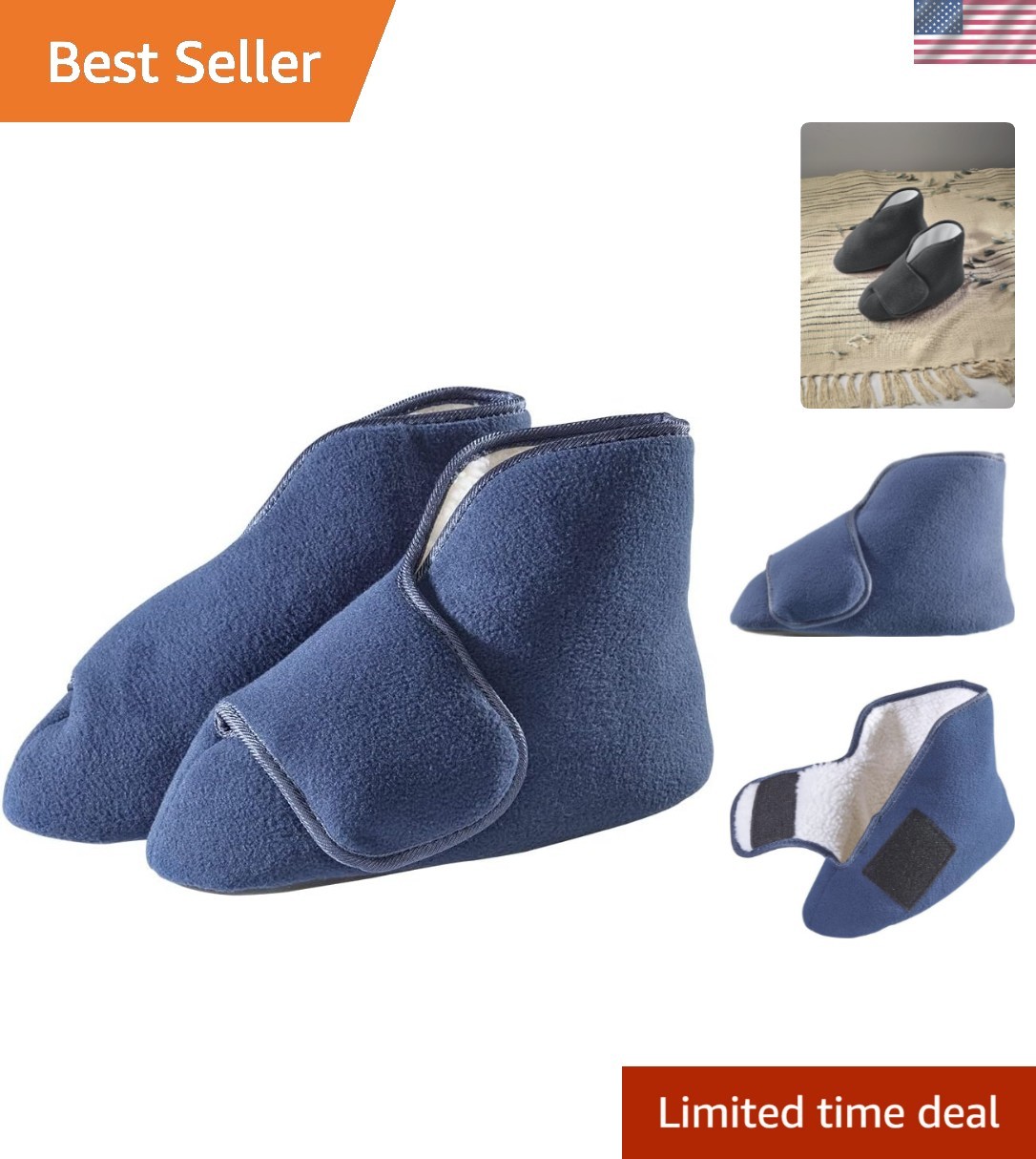 Silvert's Men’s & Women’s Extra Wide - Soft Fleece Diabetic Bootie Slippers f...