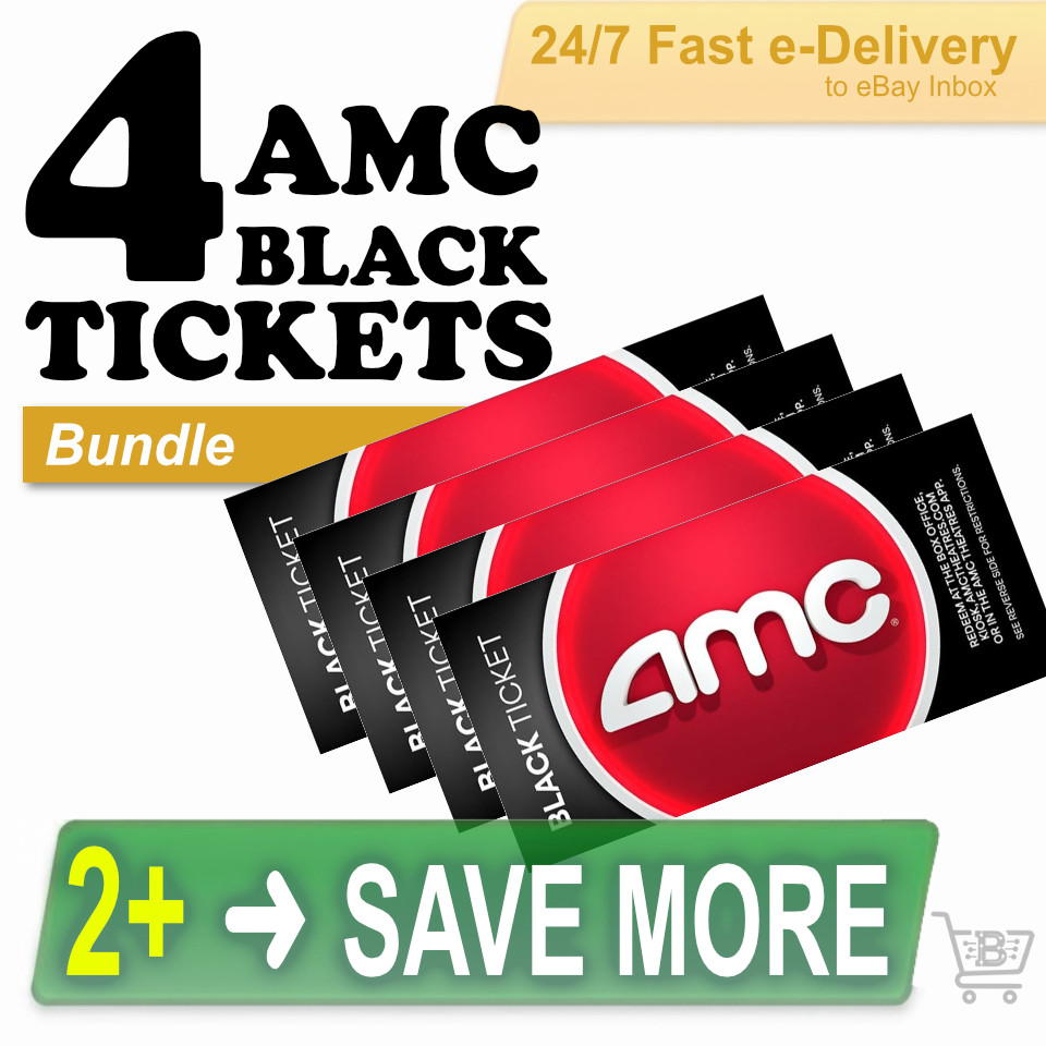 AMC Movie Black Tickets, 4-Pack, 24/7 Fast E-Delivery (~ 5 mins), No Expiry