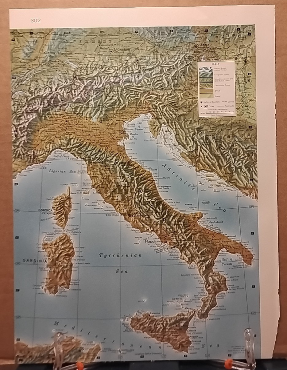 Old Vintage ITALY Atlas Map 1961 MSM Life Pictorial Atlas of the World