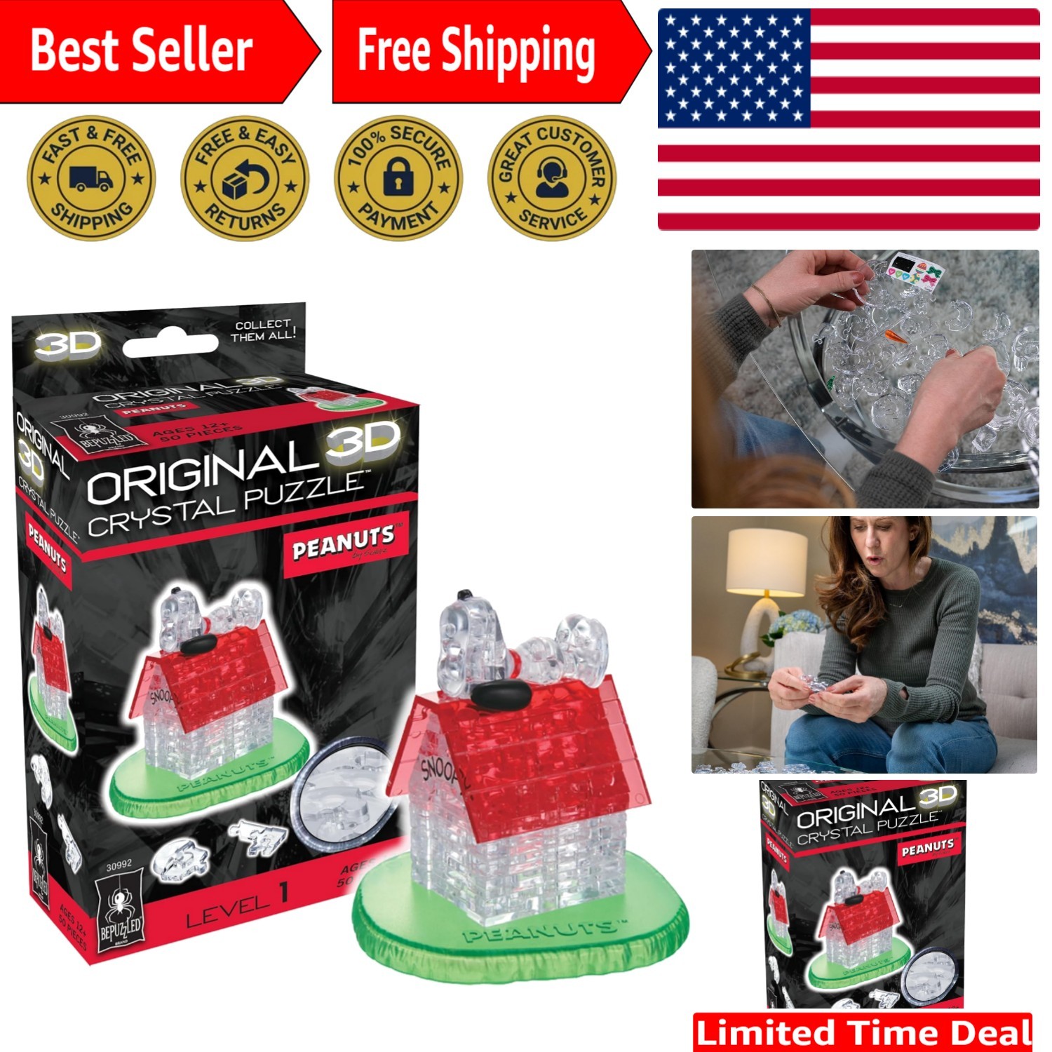 3D Crystal Snoopy House Puzzle - A Unique Brain Teaser for All Ages