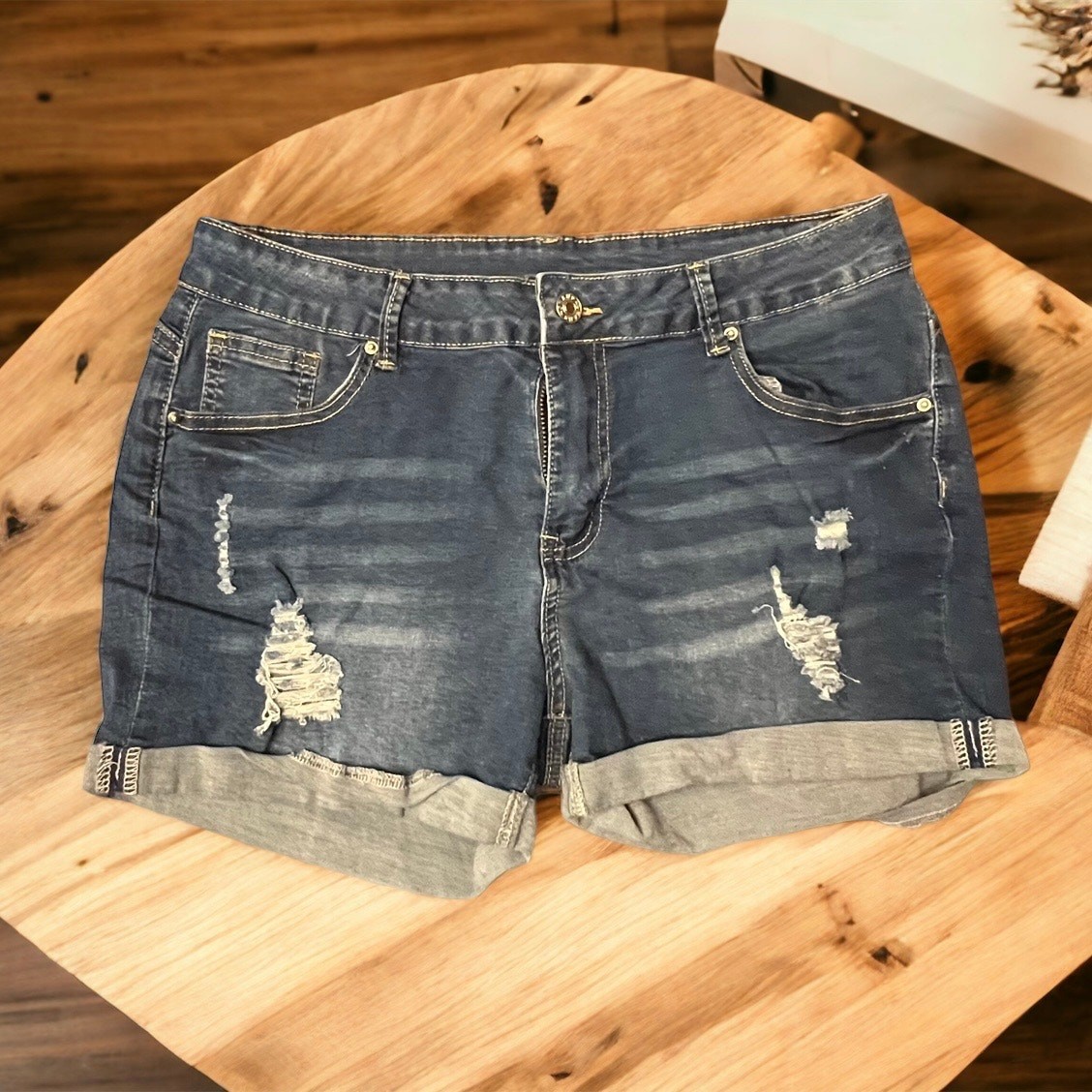 Stretchy Soft Jeans Distressed Look Size XL