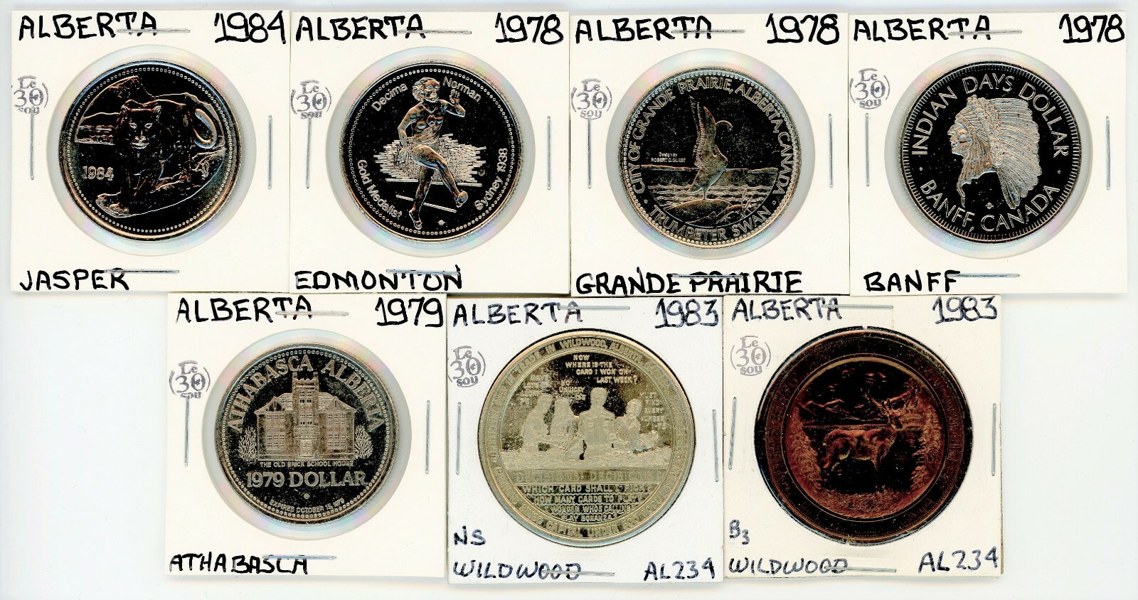 Alberta Canada Trade Tokens Dollars 1979 to 1984 #12649