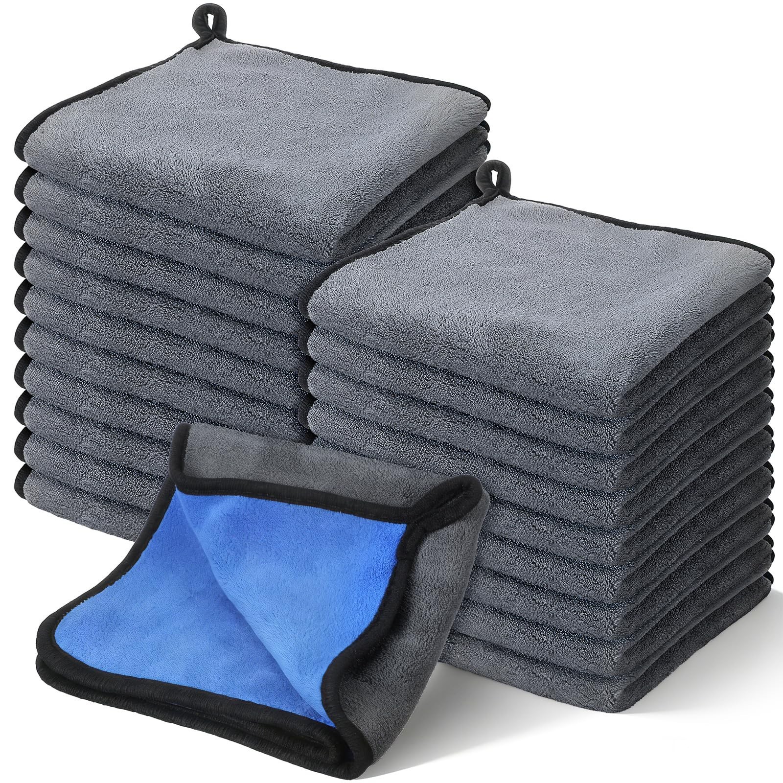 20 Pcs Microfiber Cleaning Cloth for Cars, 15.8 inch Thick Plush Microfiber C...