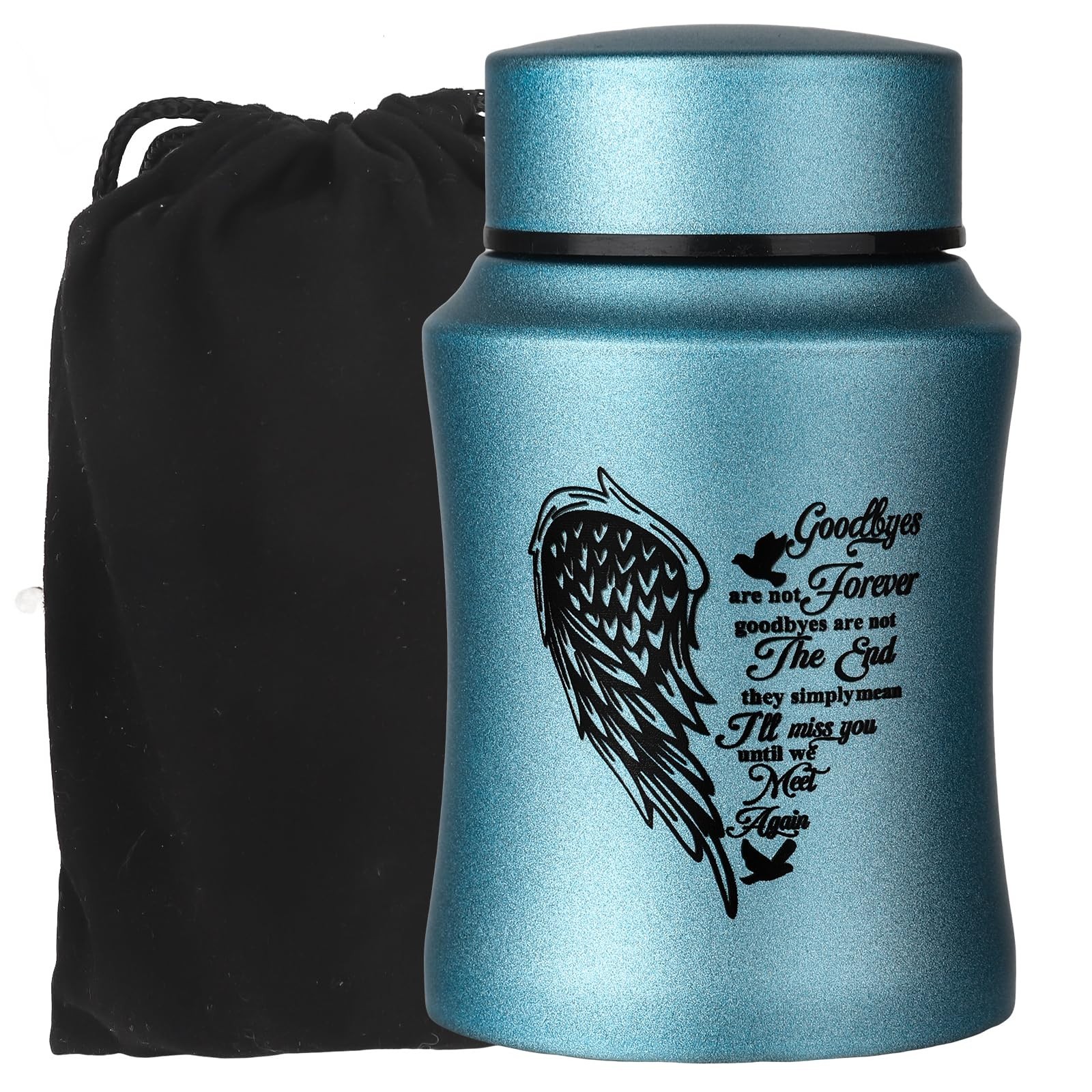 Small 4.5" Heart Angel Wings Cremation Urn for Human Ashes - Stainless Steel Kee