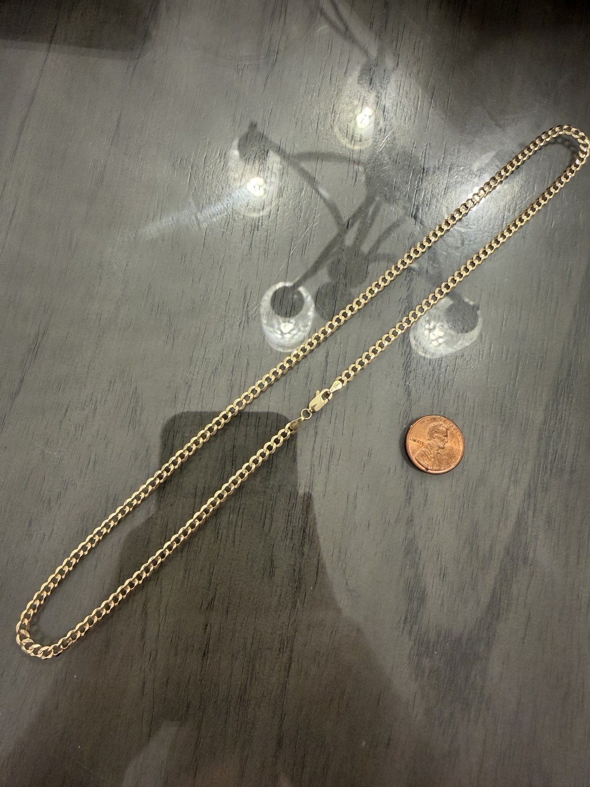 Solid 10k Yellow Gold Cuban Link Chain Necklace 4mm Wide 20” Length