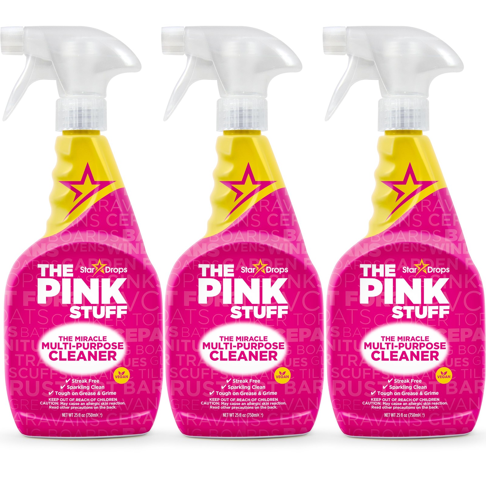 The Pink Stuff Multi Purpose Cleaning Spray 750ml 3 Pack Stardrops Miracle