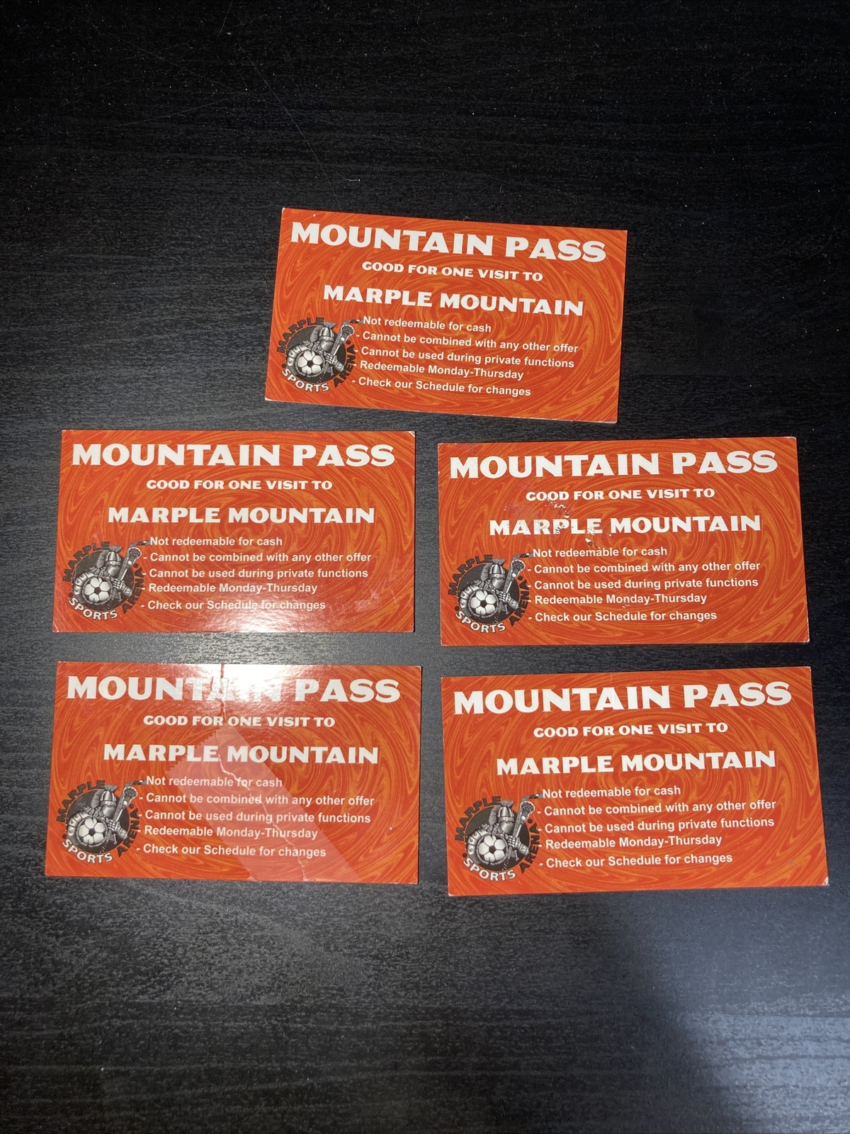 Marple Sports Arena Lot of 5 Marple Mountain Passes Broomall PA