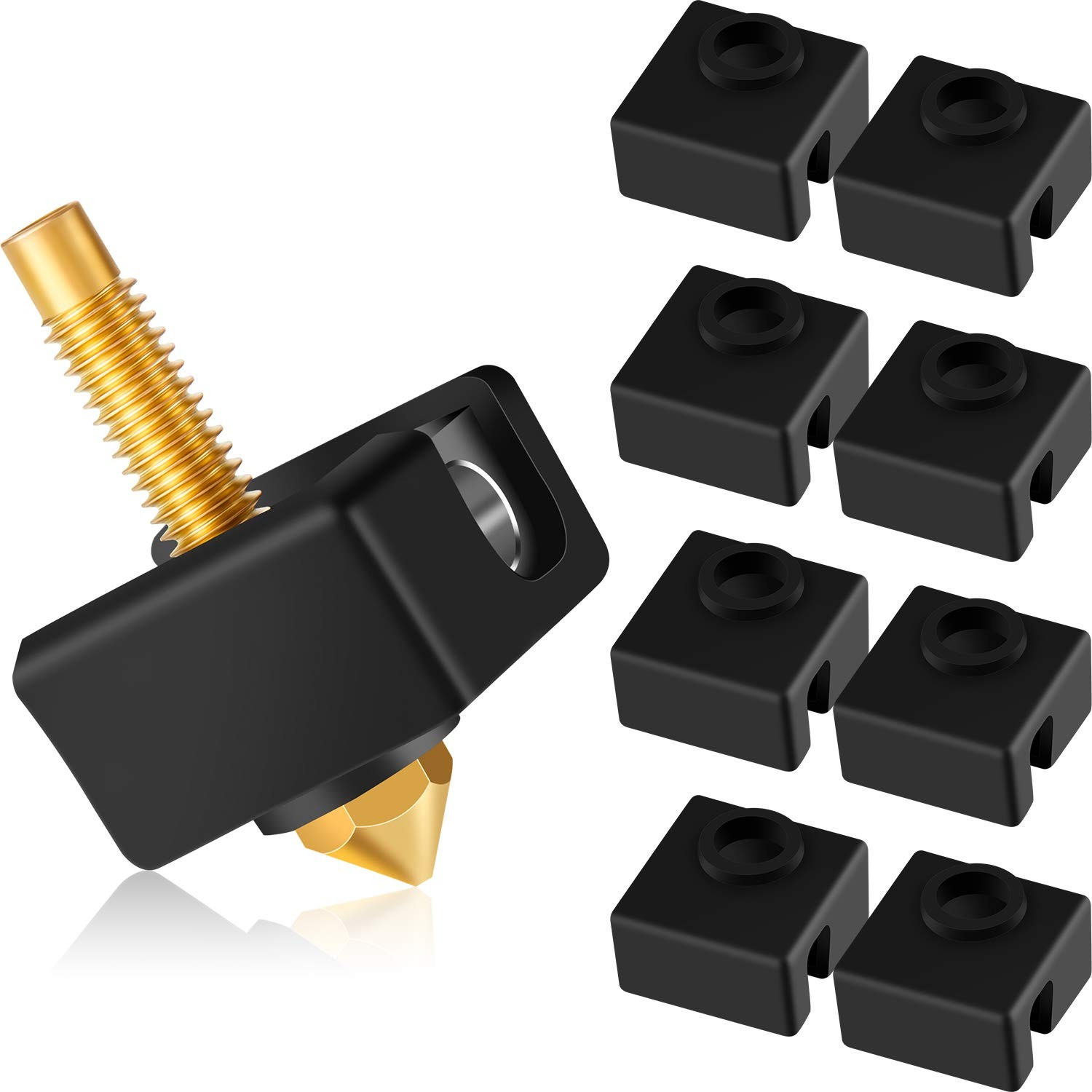 Frienda 10pcs 3D Printer Hotend Silicone Sock Heater Block Black 
