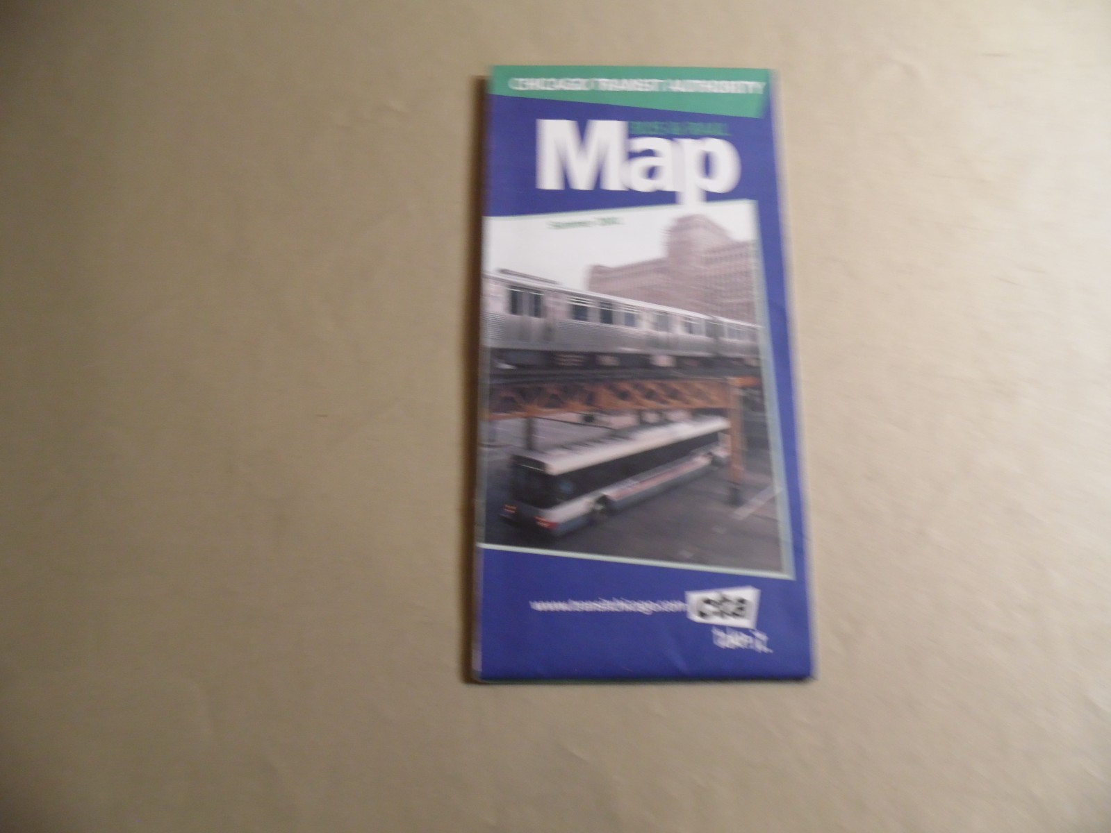 Chicago Transit Authority Bus & Rail Map / Circa 2001 / Free Domestic Shipping