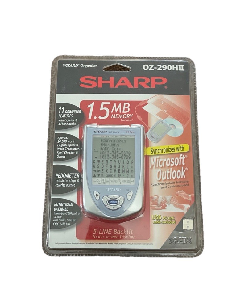Sharp OZ-290HII 1.5MB USB Touch Screen Wizard Organizer. Sync. With Outlook. New