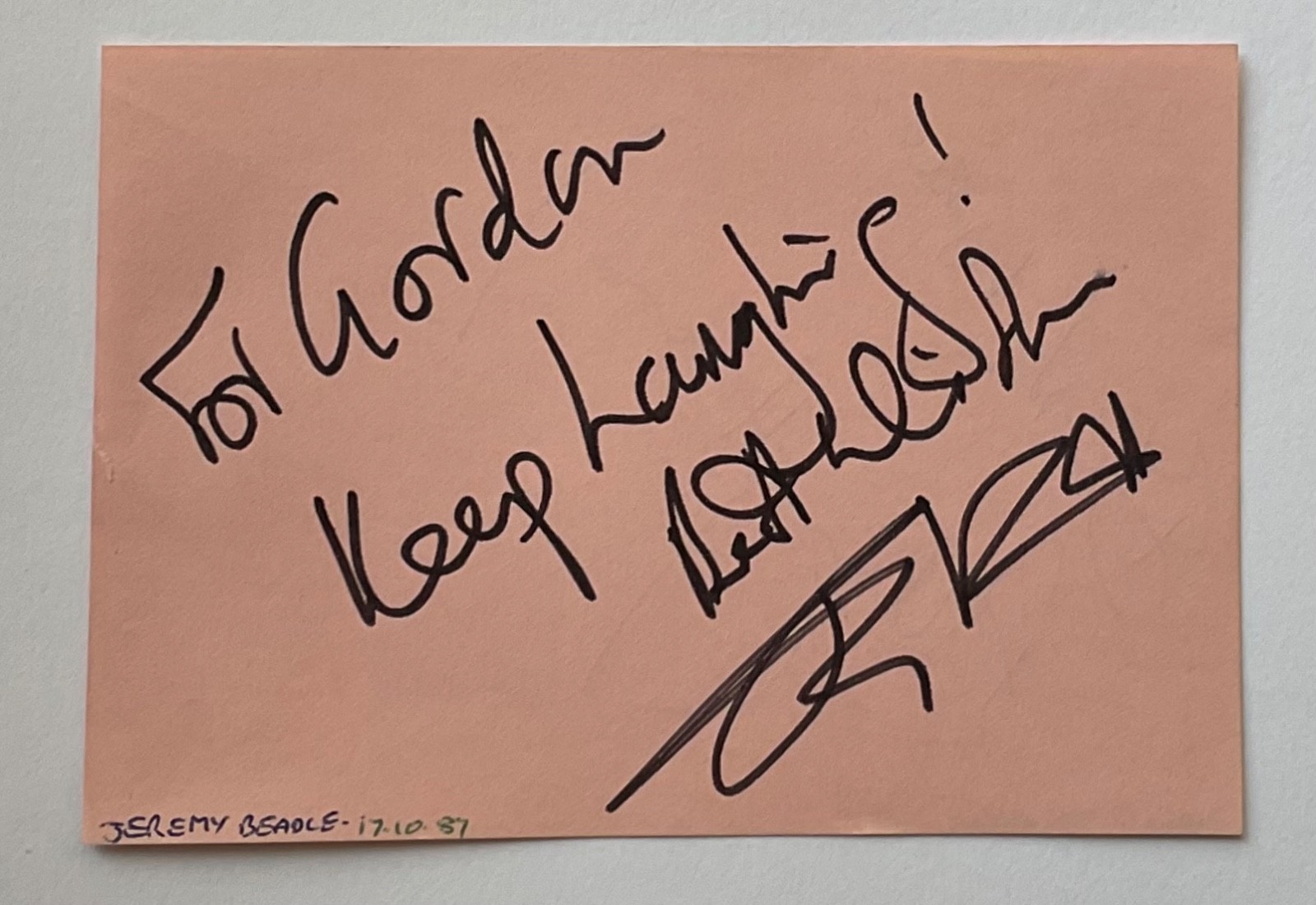 JEREMY BEADLE ( Beadles About ) Genuine Handsigned Signature on Album Page.