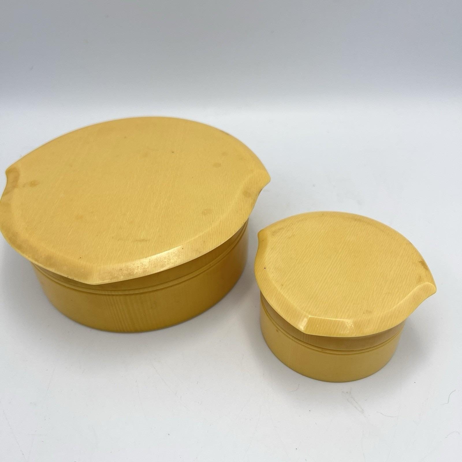 2 Vintage Lady Hamilton Colonial Celluloid Vanity Boxes Trinket Jewelry Case