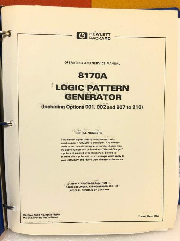 HP 08170-90001 8170A Logic Pattern Generator Operating & Service Manual