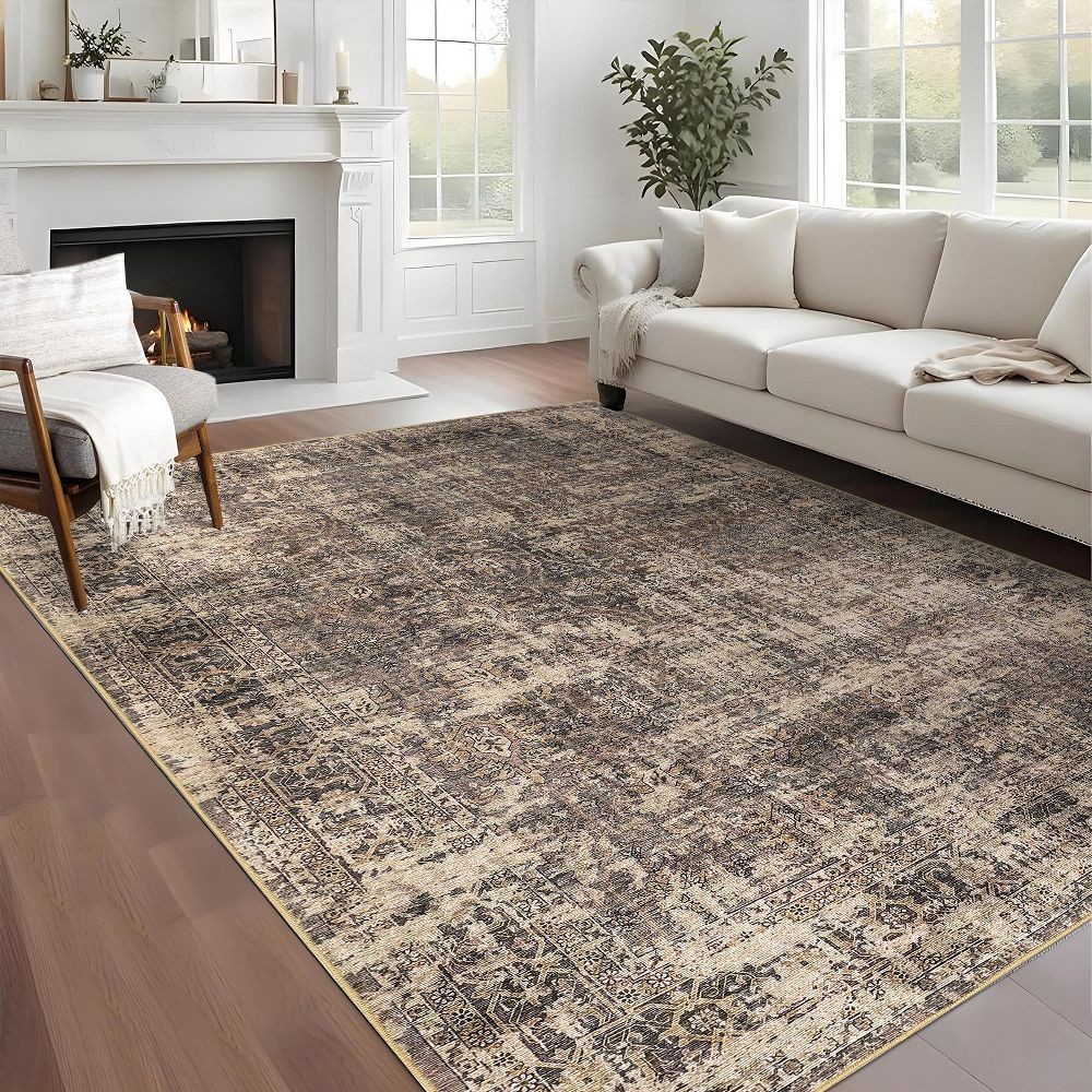 5x7 Rug Washable Rug Vintage Distressed Rug Non Slip Rug Stain Resistant
