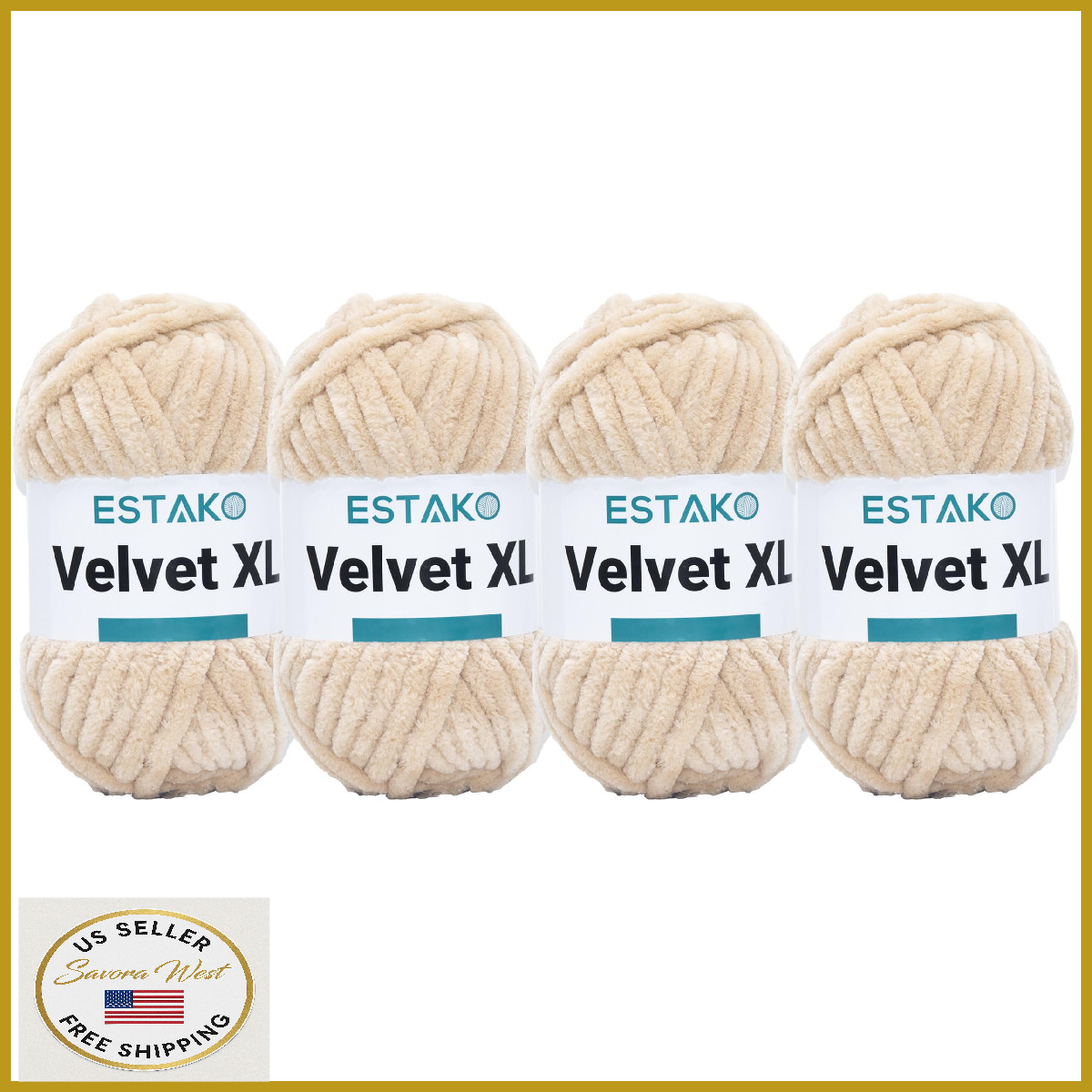 Estako Velvet XL Chenille Yarn 4 Skeins Super Bulky Polyester Crochet Knitting