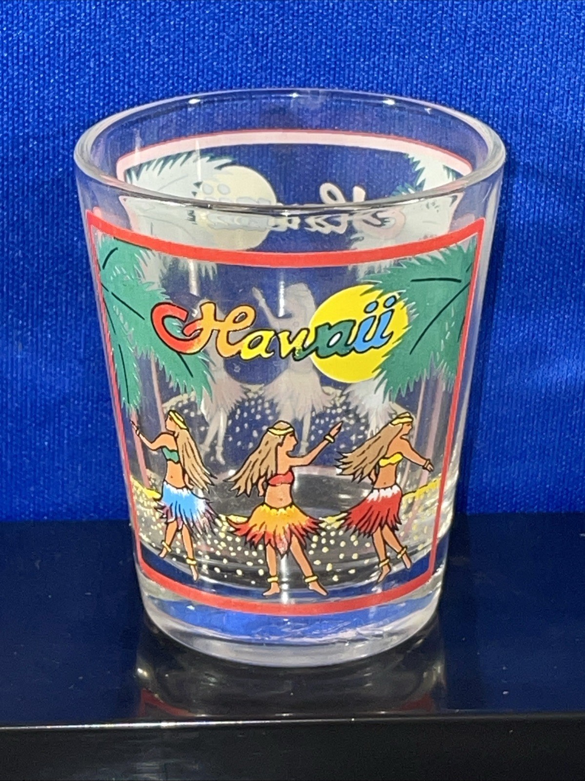 Vintage Hawaii Hula Dancer Shot Glass Souvenir Hawaiian Islands Collectible