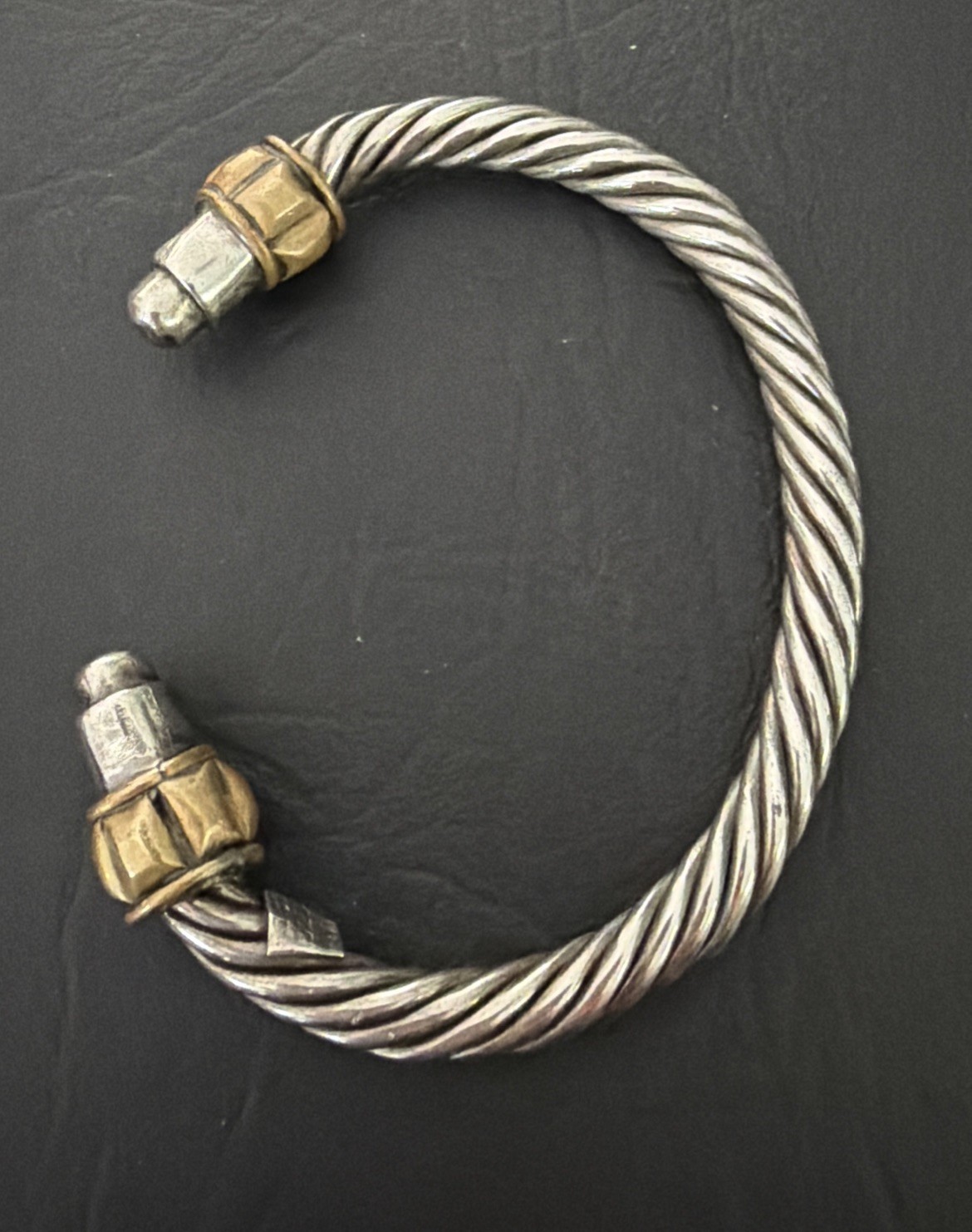 Taxco Mexico 925 Sterling Silver w/Brass Cable Cuff Bracelet