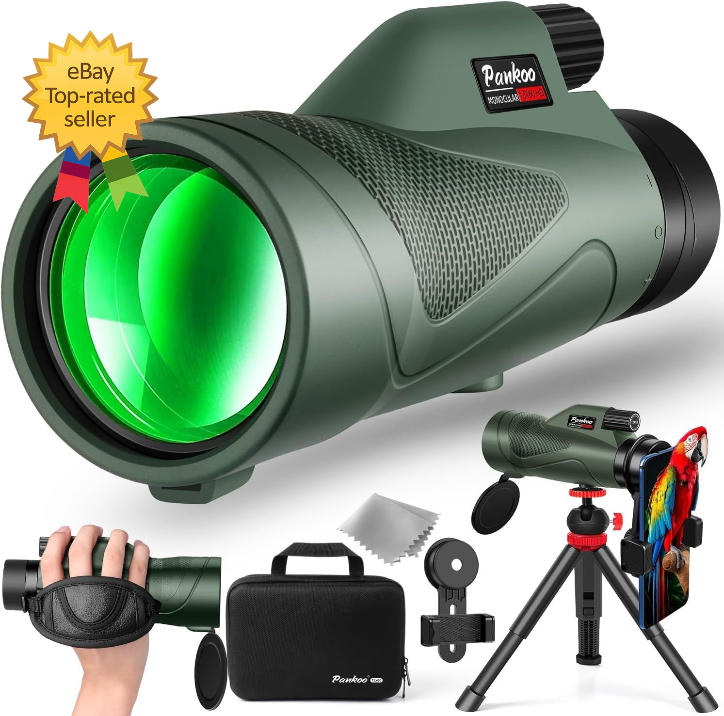 12X60 HD Monocular Telescope for Adults High Powered   Comes with Smartphone Ada