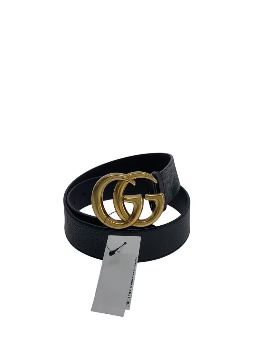 GUCCI Marmont Leather Belt, Black, Solid Color, Men's, 525040, Scuffed