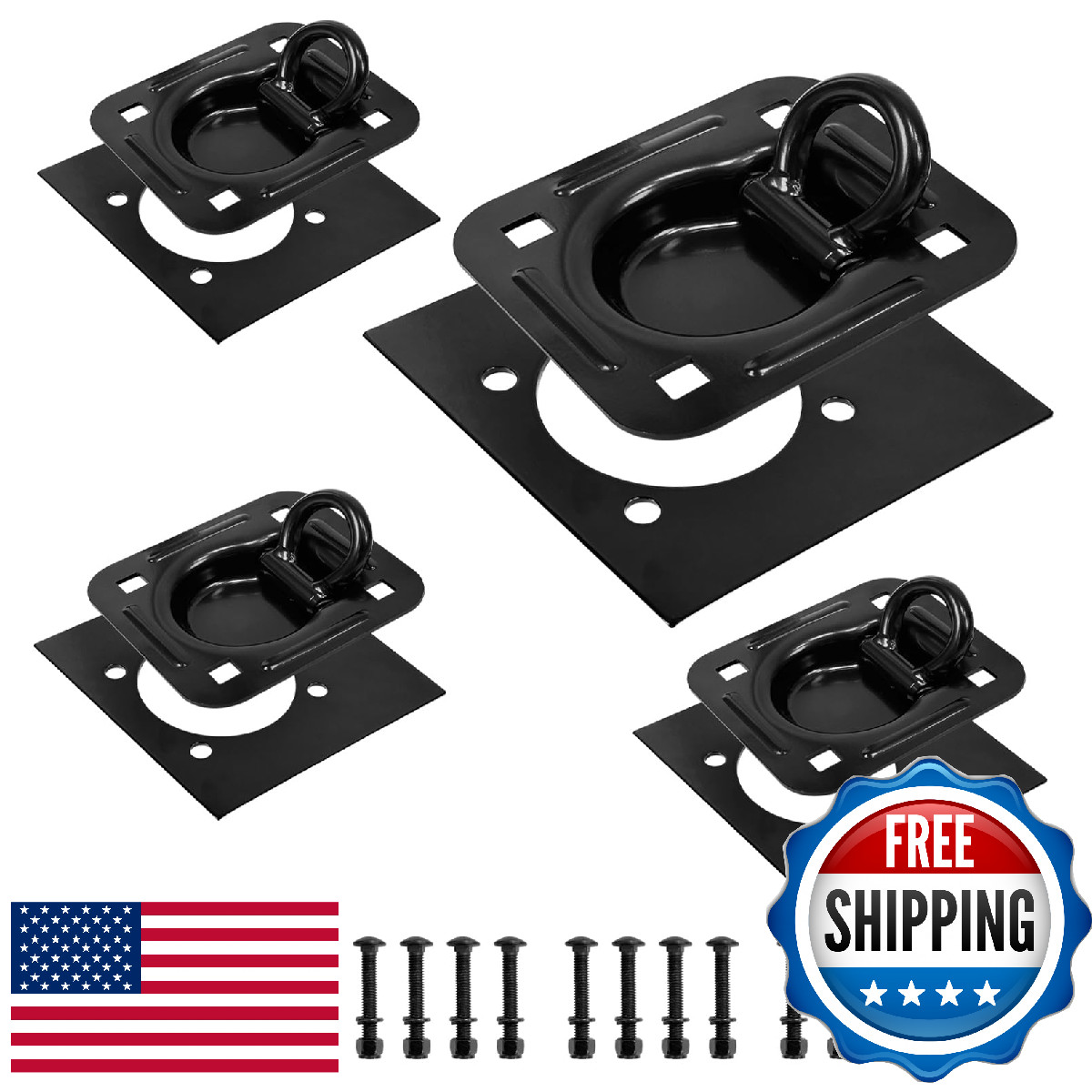 Lanbos Recessed D-Ring Tie Down Anchors, 6,000 lb Capacity Heavy Duty Tie Down A