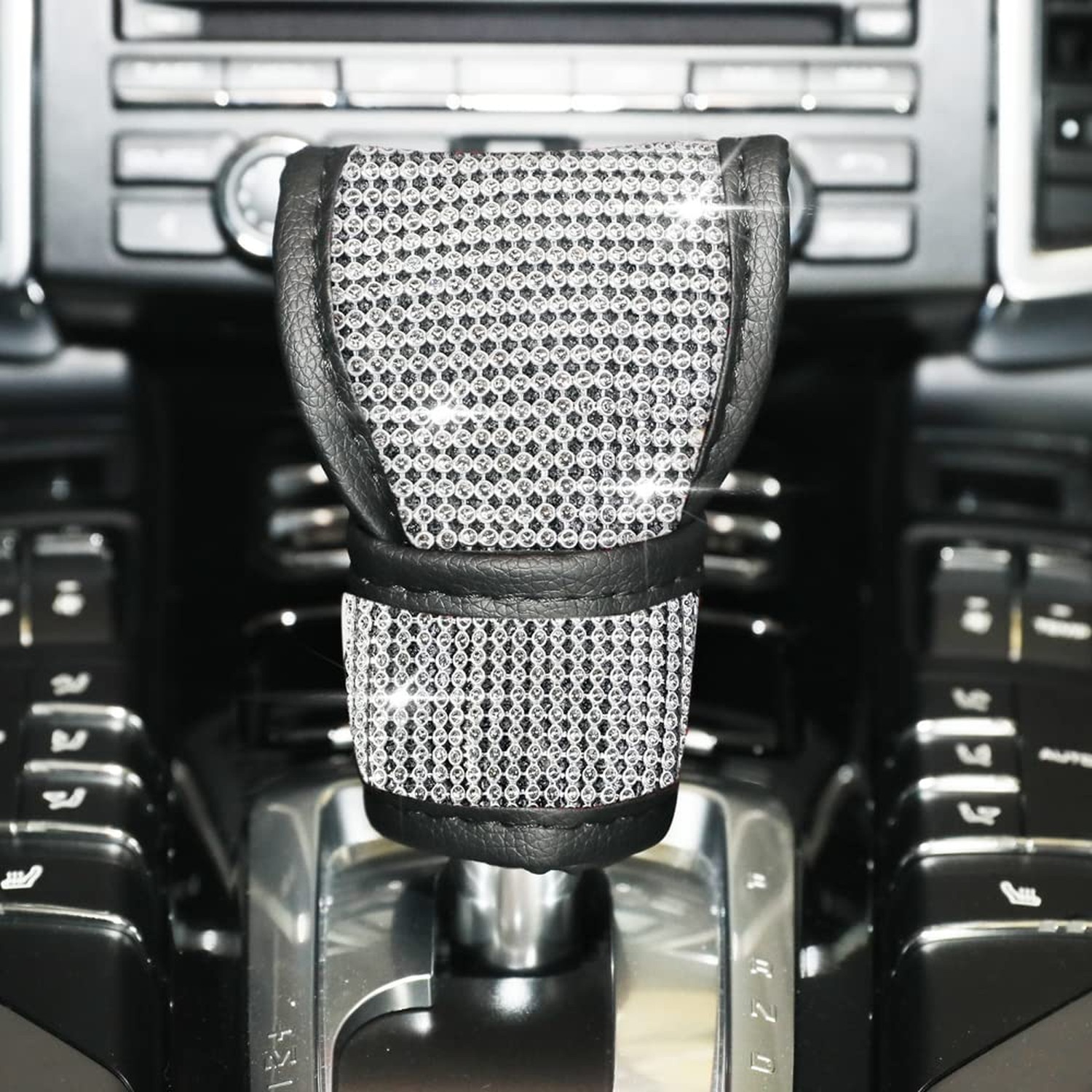 VARGTR Bling Bling Auto Gear Shift Knob Cover,Auto Shift Gear Cover with Crys...