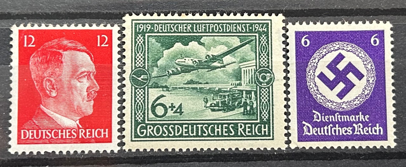 German Classic Reich WWII officials x 3 Hitler swastika etc MNH Mint ww2 /556a