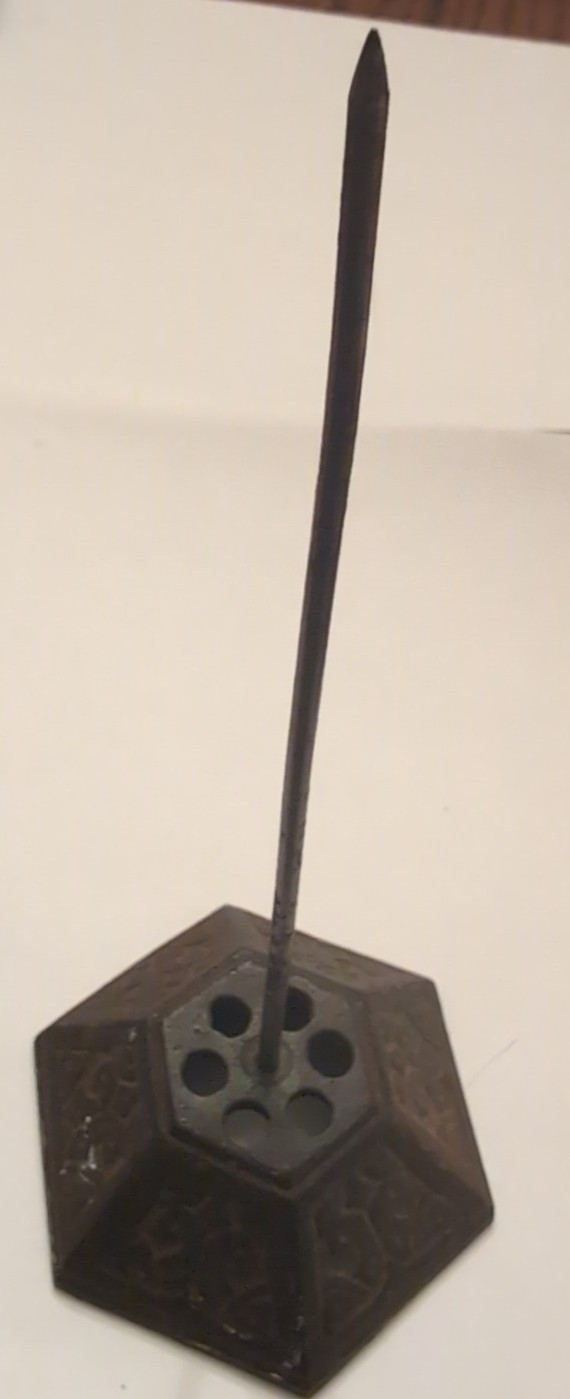 Antique Cast Iron Spike Receipt Or Paper Holder 5.5” For Office/Store Display