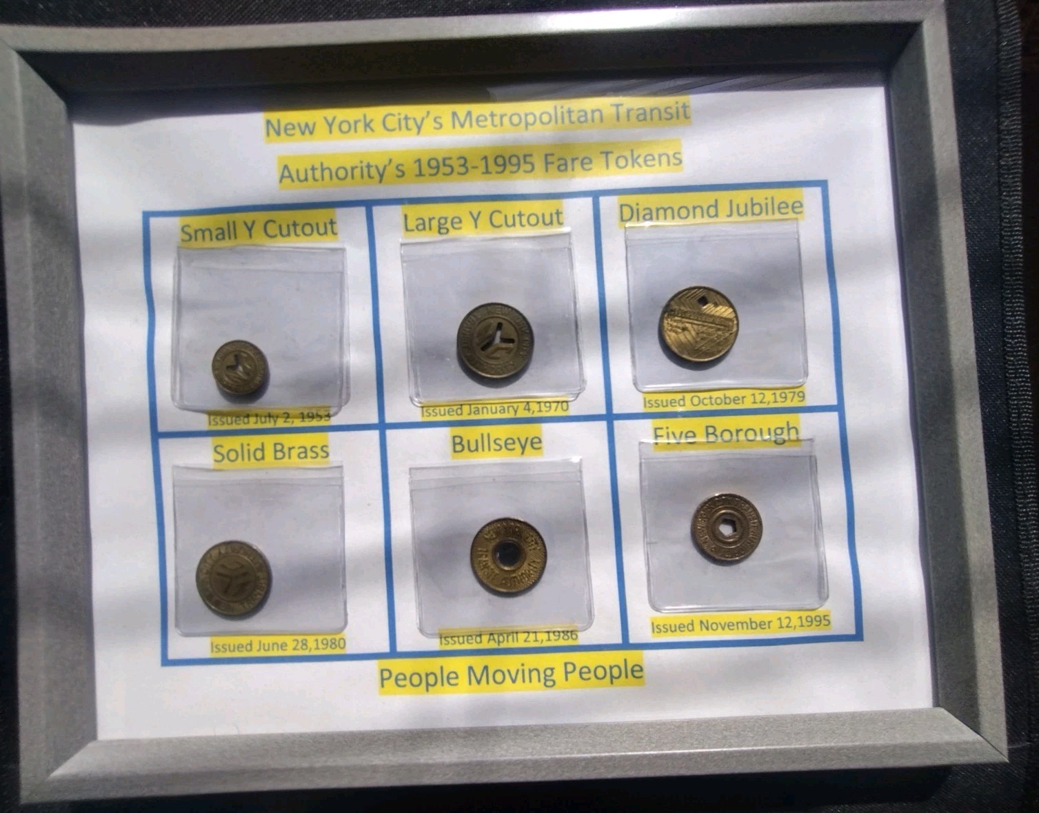 New York City Metropolitan Transit Authority 6 Generations Subway Tokens NYC MTA