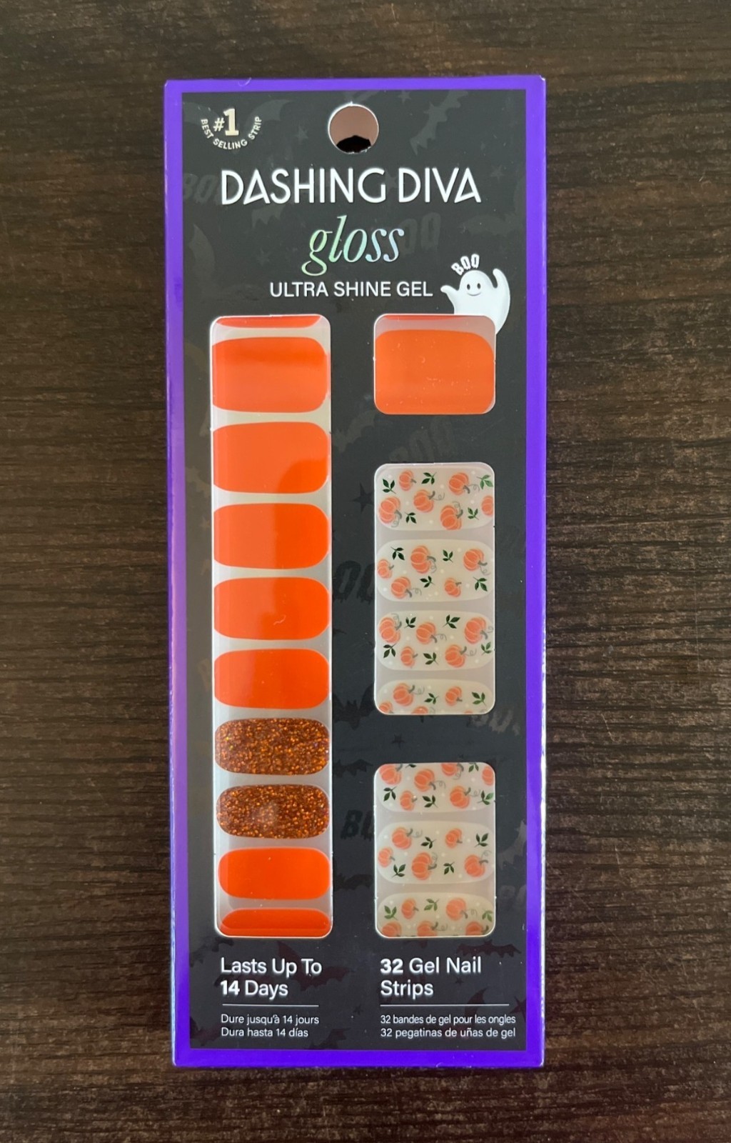 NIP Dashing Diva Gloss Press-On Nails Ultra Shine Gel The Great Pumpkin