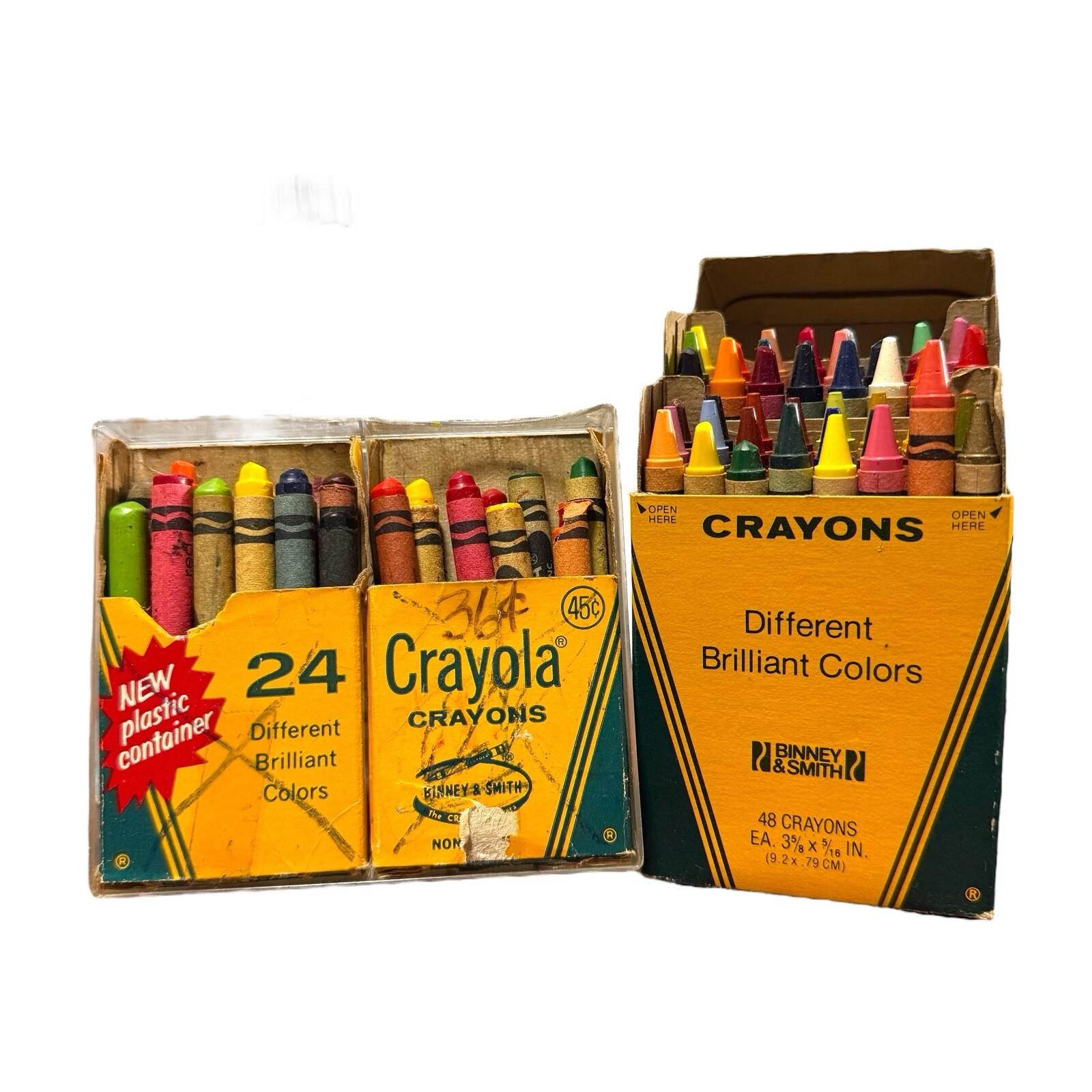 Lot Of 2 Vintage Binney & Smith Crayola Crayons With Original Plastic Container