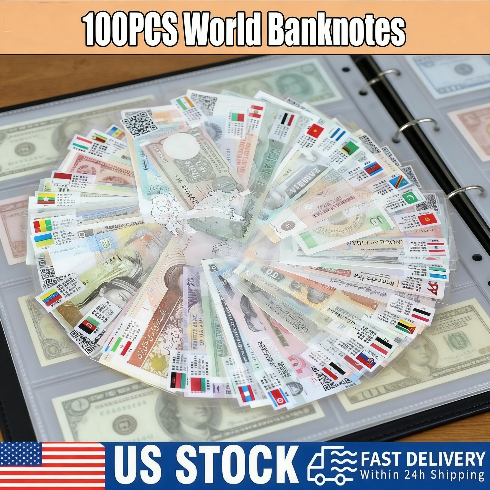 100 Pcs Authentic World Currency Set | Uncirculated Banknotes W/ Special Gift