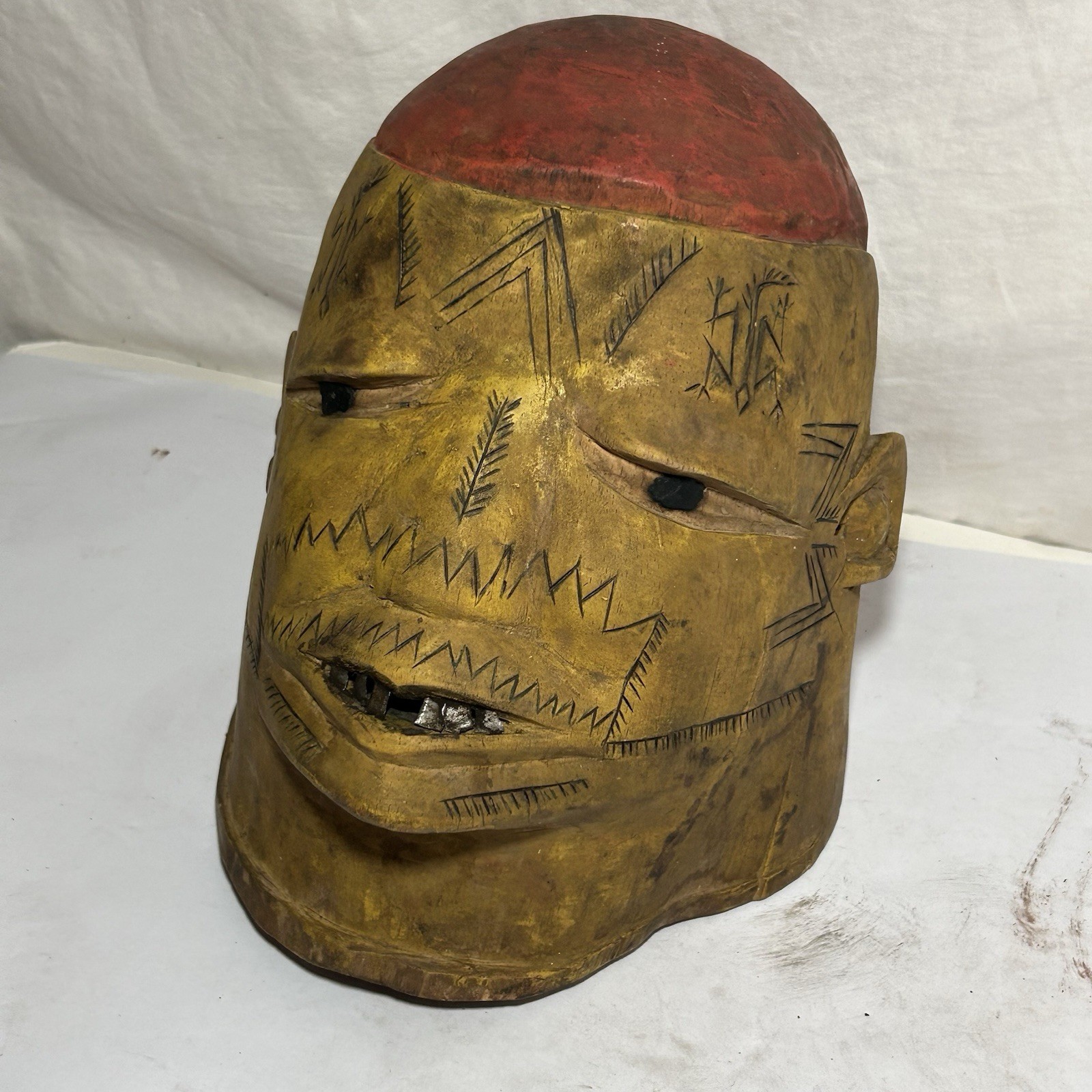 Makonde Lipiko Helmet Mask Mozambique Tanzania African Ritual Wood Antique Helm
