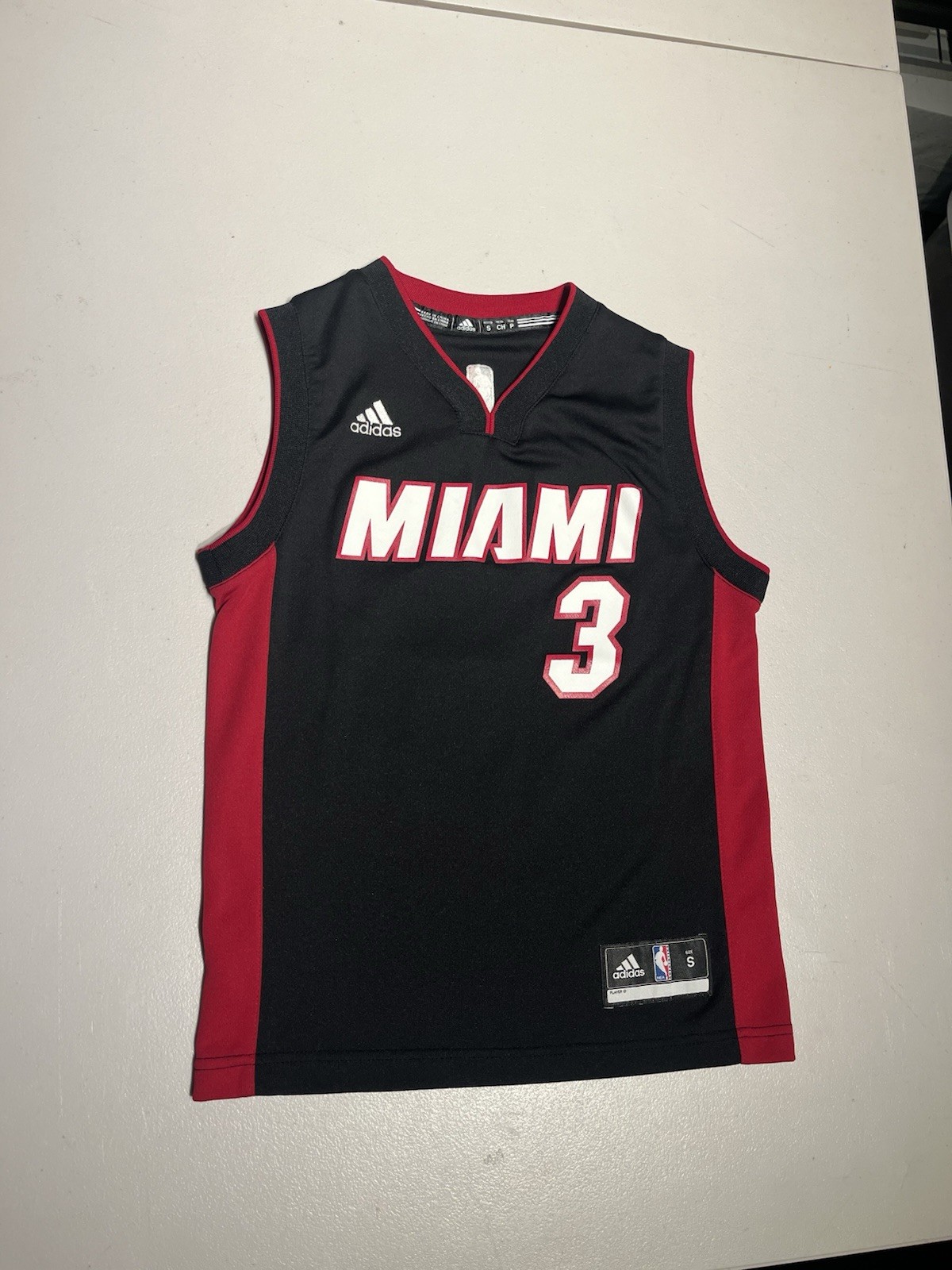 Dwayne Wade Jersey Boy’s Small Kids Adidas Miami Heat 3 NBA Basketball Poly