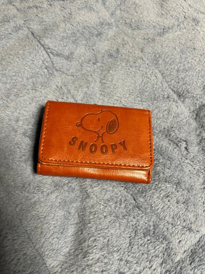 Snoopy Wallet Folding Leather Character Wallet Orange Brown Japan Made