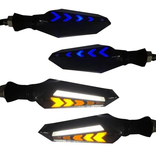 4-Pack LED Motorcycle Turn Signals, Universal Arrow Flowing 4 PCS White