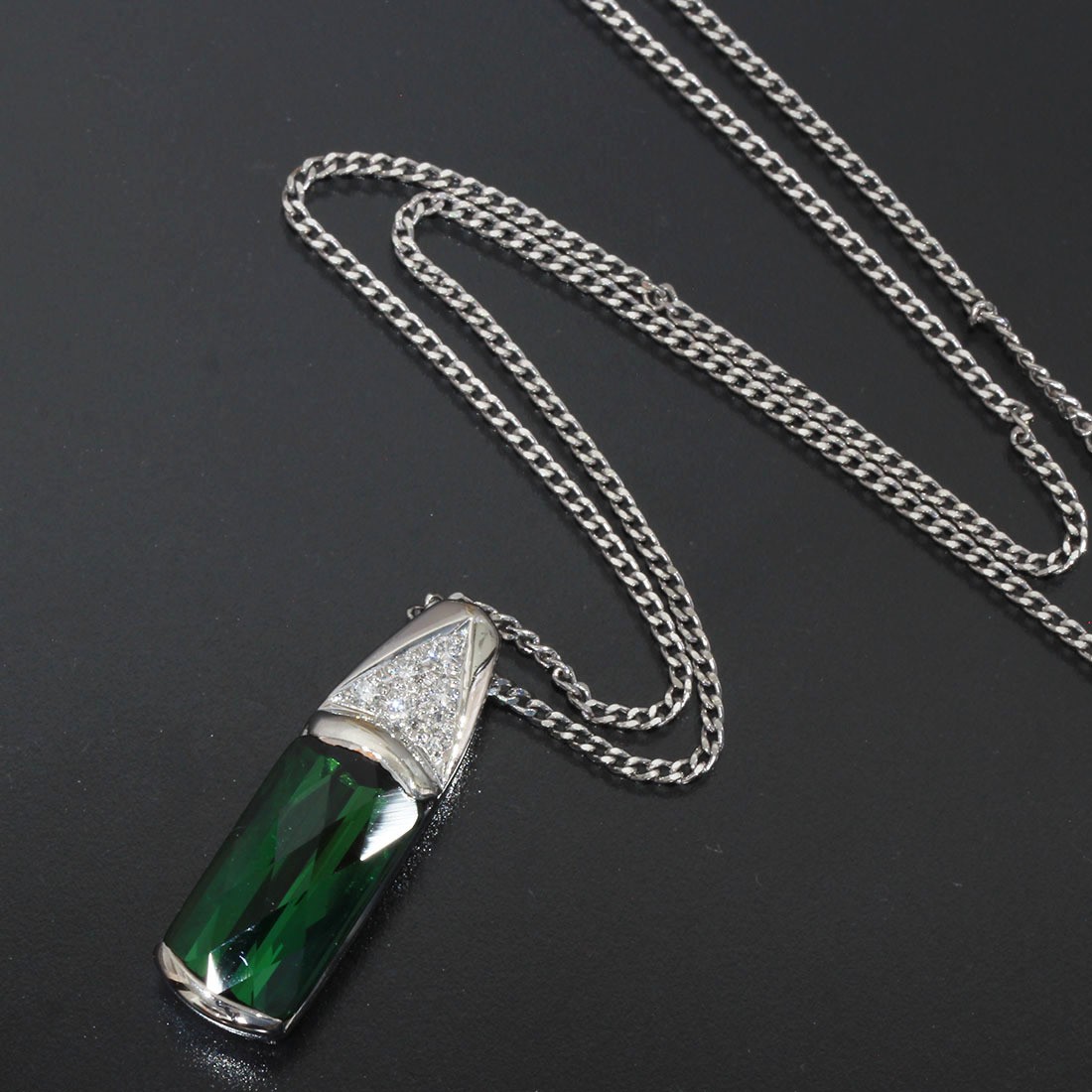 TASAKI Green Tourmaline 2.9ct Diamond 0.04ct Necklace PT900 E0027