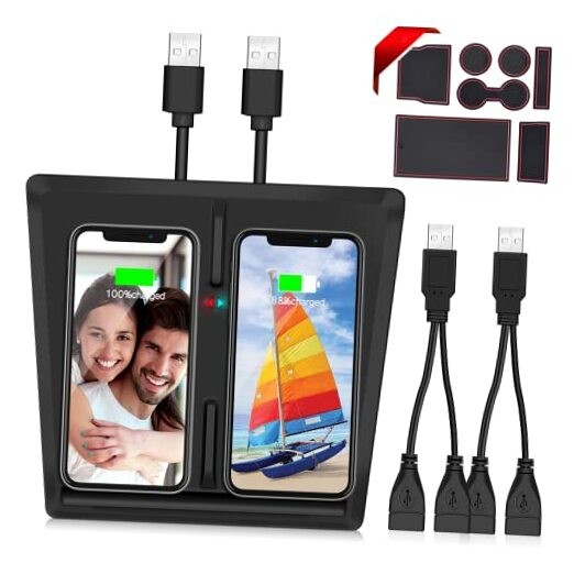  Tesla Model 3 Wireless Charger, Dual 10W QI Wireless Phone Charging Pad M3 