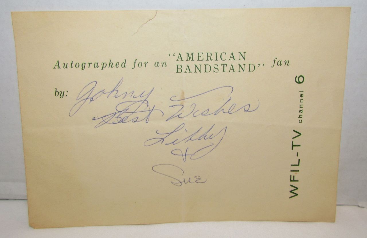  1961 American Bandstand Autograph Sheet signed by Libby and Sue, Era Records