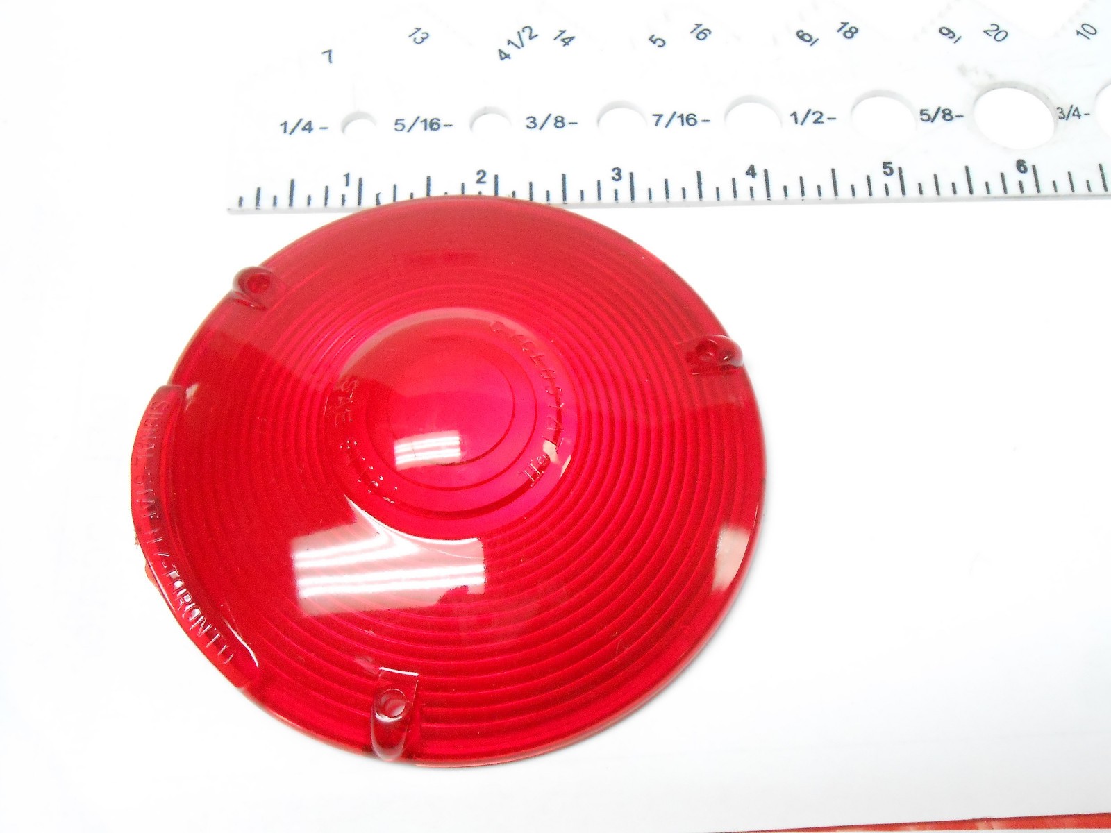 9016R SIGNAL LIGHT RED LENS LIGHT THREE HOLE DESIGN NEW OLD STOCK