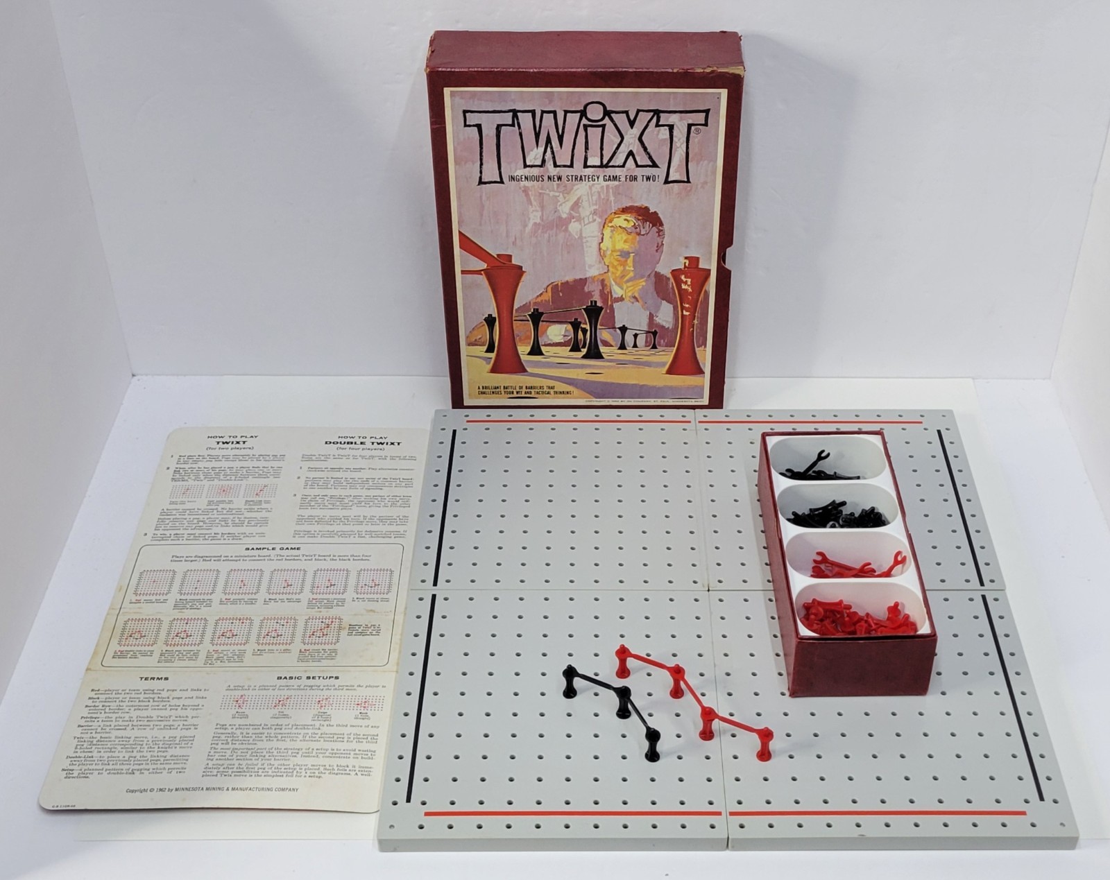 Vintage 1962 TWIXT Board Game Complete Strategy Game 3M Brand Bookshelf Games