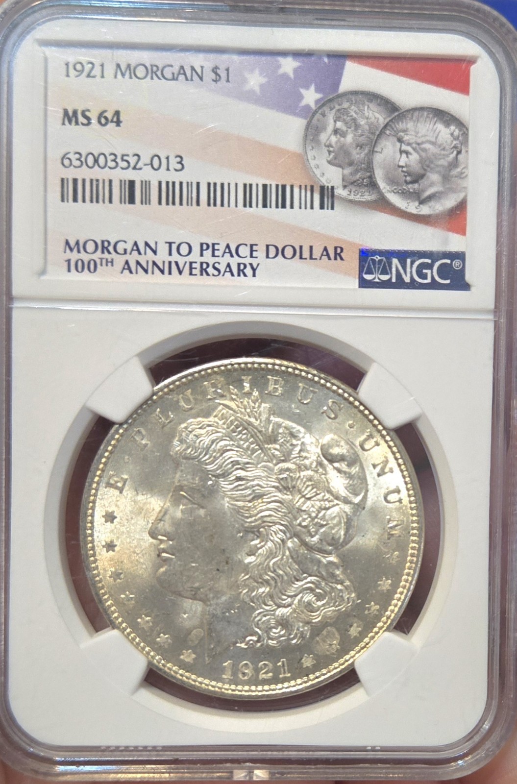 1921 Morgan Silver Dollar $1 - NGC MS 64