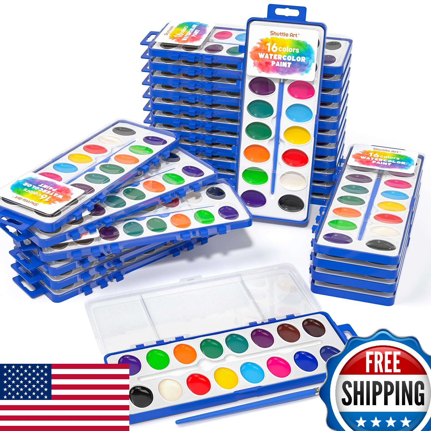 Shuttle Art 16 Colors Watercolor Paint Set Bulk, Pack of 24, Watercolor Paint Se