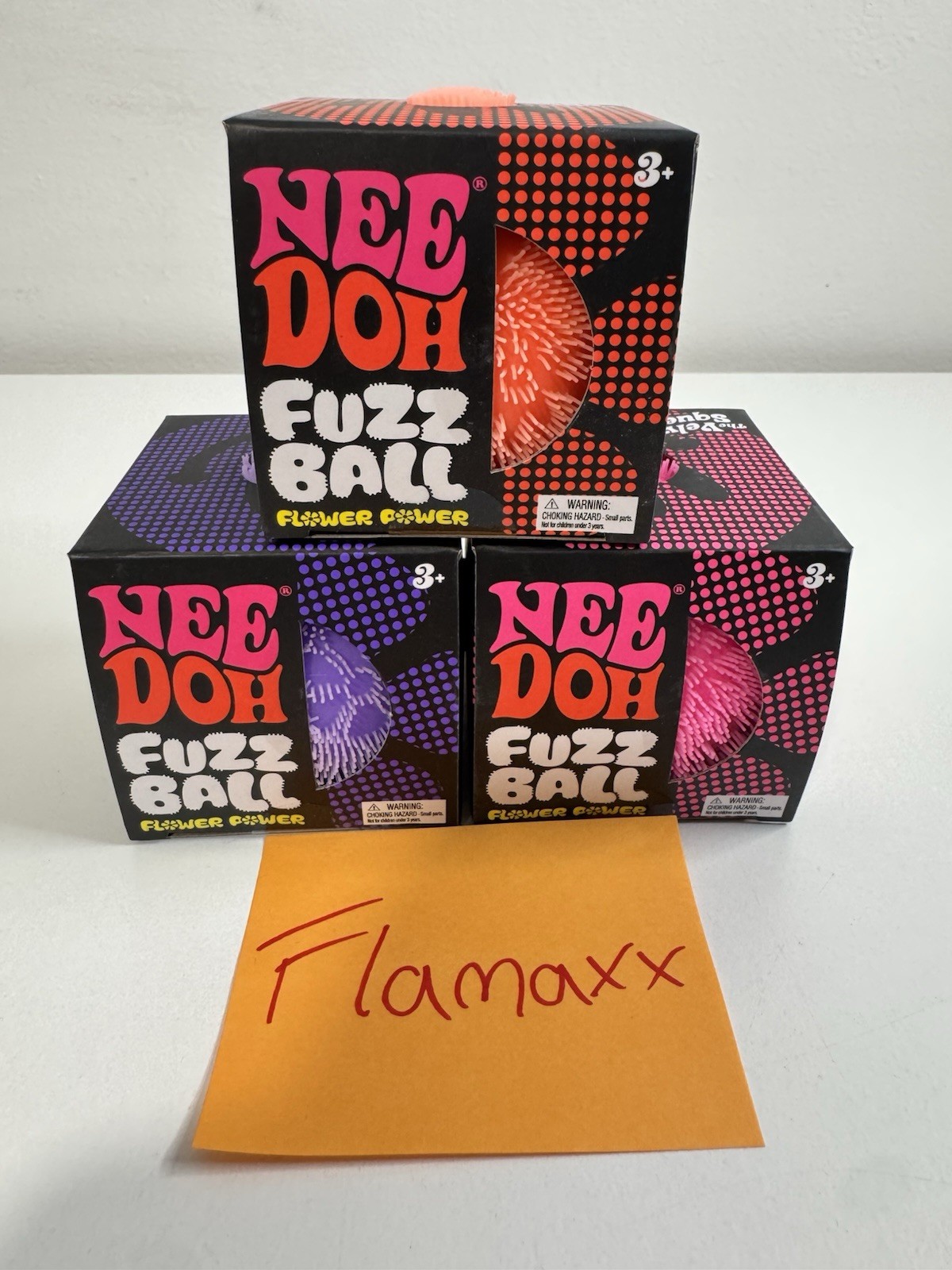 LOT OF 3 Needoh FUZZ BALL Flower Power The Velvet Squeeze NEE-DOH Fuzzball NEW