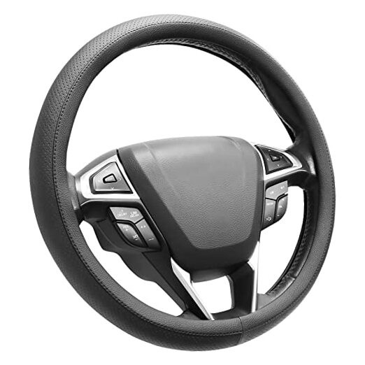  Black Car Steering Wheel Cover Medium Size 14.5-15 inch (37-39 cm), 
